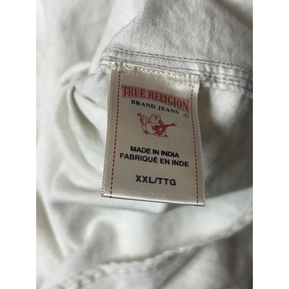 True Religion Mens 2XL Off White Button Up Shirt Cotton Long Sleeve Collared EUC